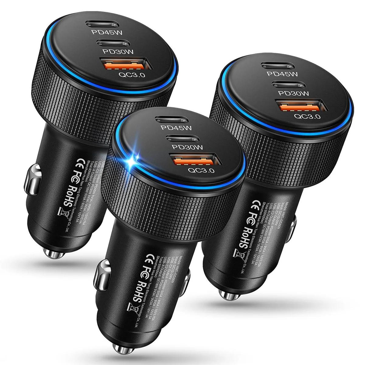 iSeekerkit 3-Port 93W USB-C Car Charger 3Pack — product photo
