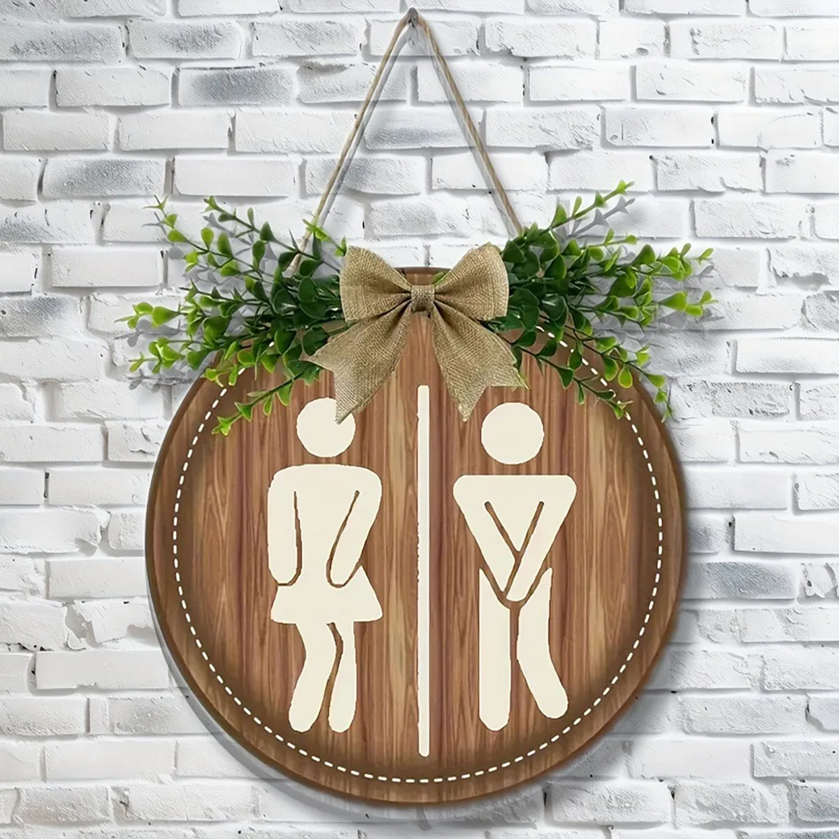  Worparsen Toilet Sign 9.06 Inch Wooden Rustic Farmhouse Decor — product photo