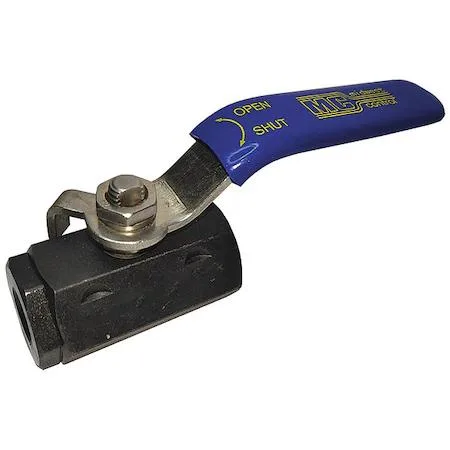 Quarter-inch carbon steel ball valve with lever handle, silver finish, threaded ports