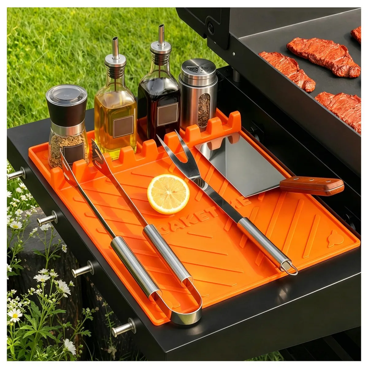  Healthy Living JSC4724-001 Grill Accessory 16*11.5" Silicone Mat Stainless Steel — product photo