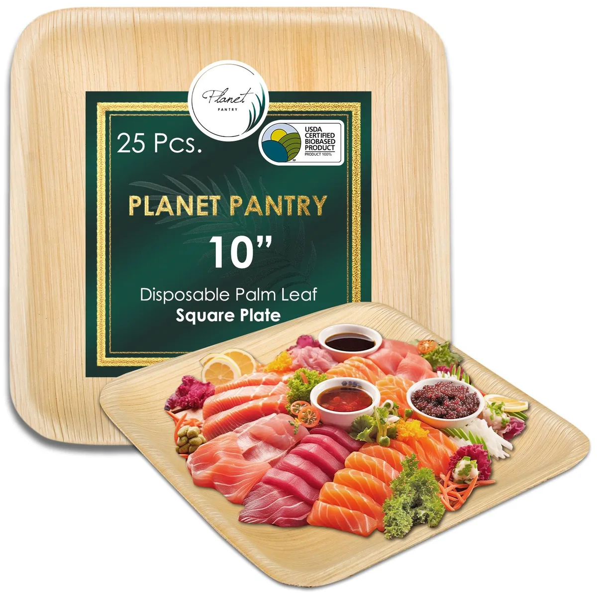 Planet Pantry Planet Pantry Disposable Palm Leaf 10" Square Plate 25 pcs — product photo