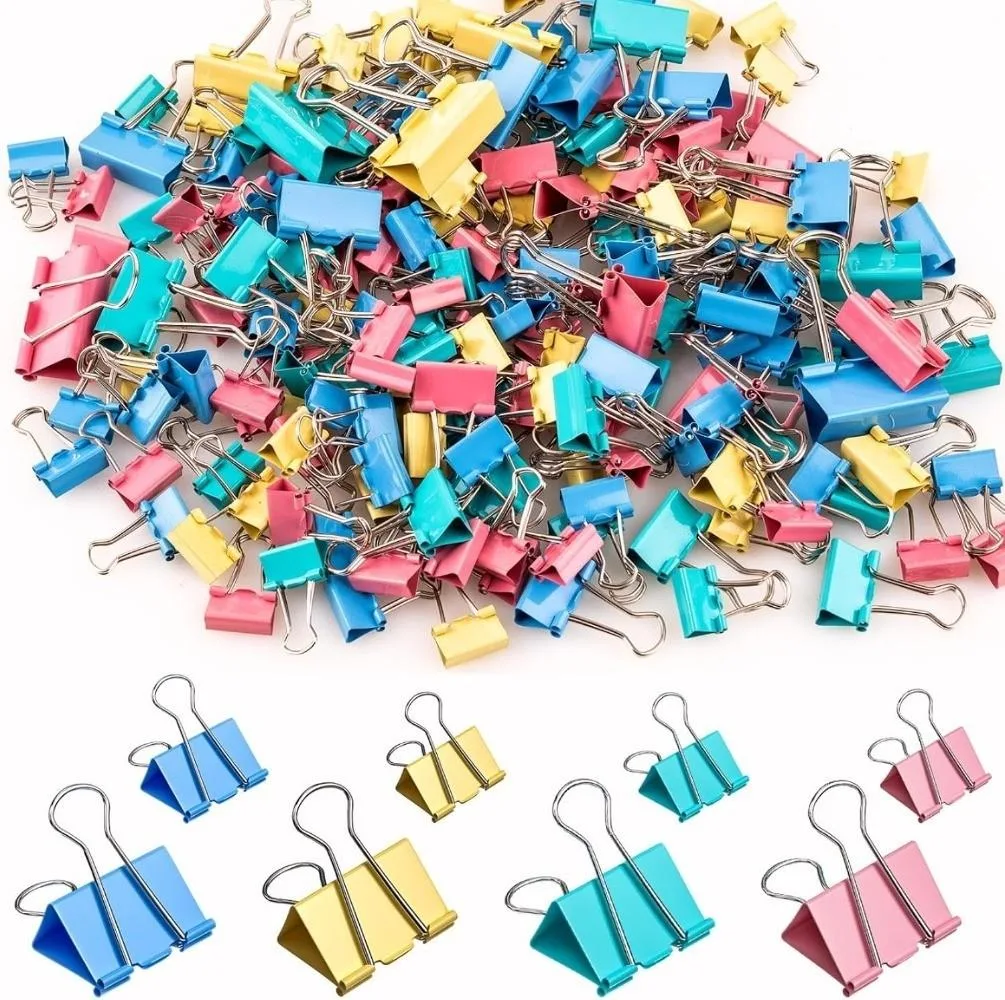 None Continuous None Continuous 200 Count Colored Binder Clips Assorted Sizes 4 Sizes — product photo
