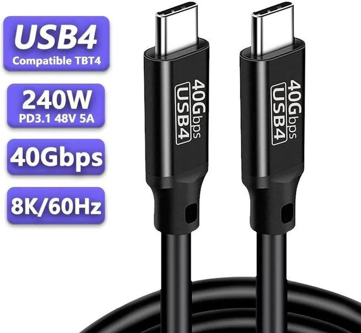 SMUGDESK SMUGDESK 240W USB 4.0 40Gbps Type-C Cable 1.6ft — product photo