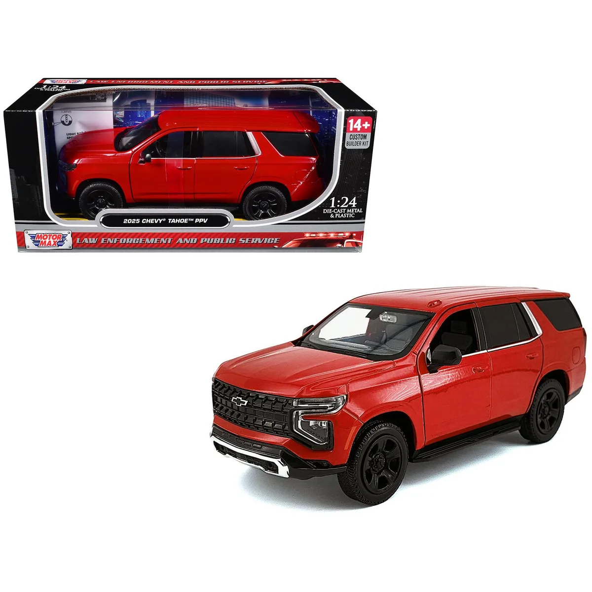 MOTORMAX MOTORMAX 2025 Chevrolet Tahoe PPV Red Custom Builder's Kit 1/24 Diecast — product photo