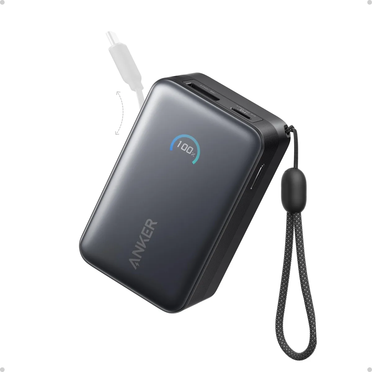  Anker A1638 10000mAh 45W power bank with retractable cable — product photo