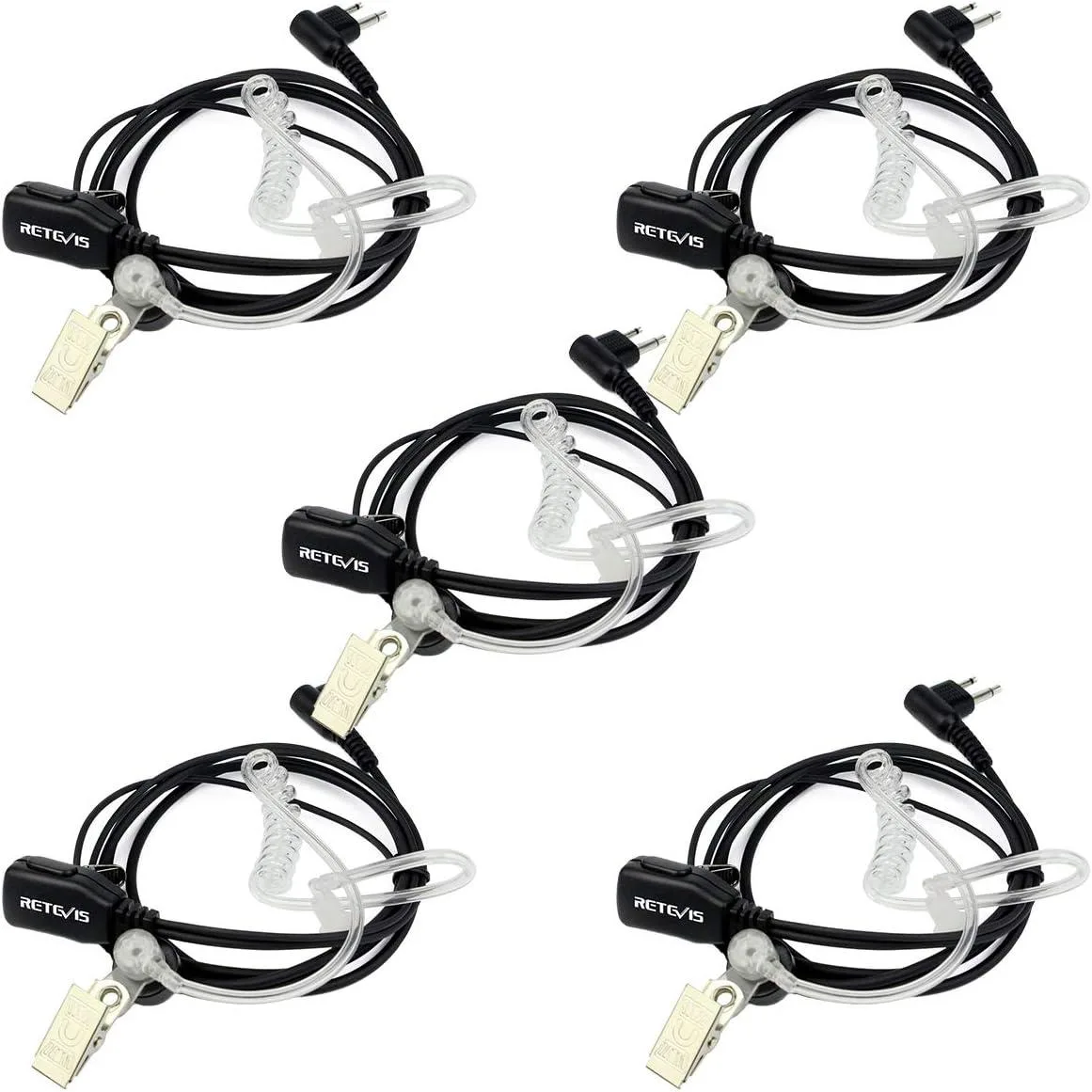 usbroway usbroway Acoustic Tube Earpiece 5-pack Motorola CP100D CP185 CP200 CP200D GP300 GP2000 two-way radio — product photo
