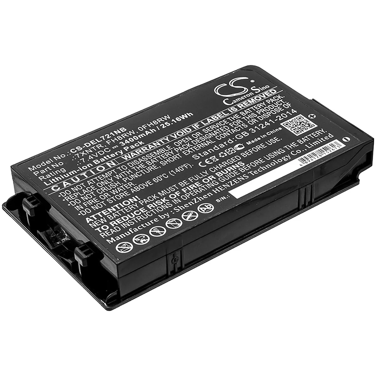 Cameron &amp; Co Cameron &amp; Co DS-CS-DEL721NB laptop battery 7.4V 3400mAh 25.16Wh 104.00x62.82x14.90mm black — product photo