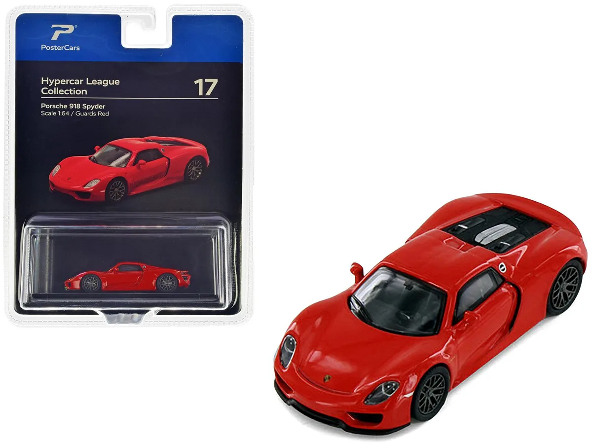 PosterCars PosterCars Porsche 918 Spyder Guards Red Hypercar League Collection 1/64 Diecast Car 2.75 in — product photo
