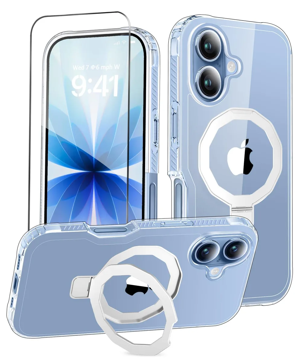  iPhone 17 6.3 Inch Case with Screen Protector, MagSafe Stand - Clear — product photo