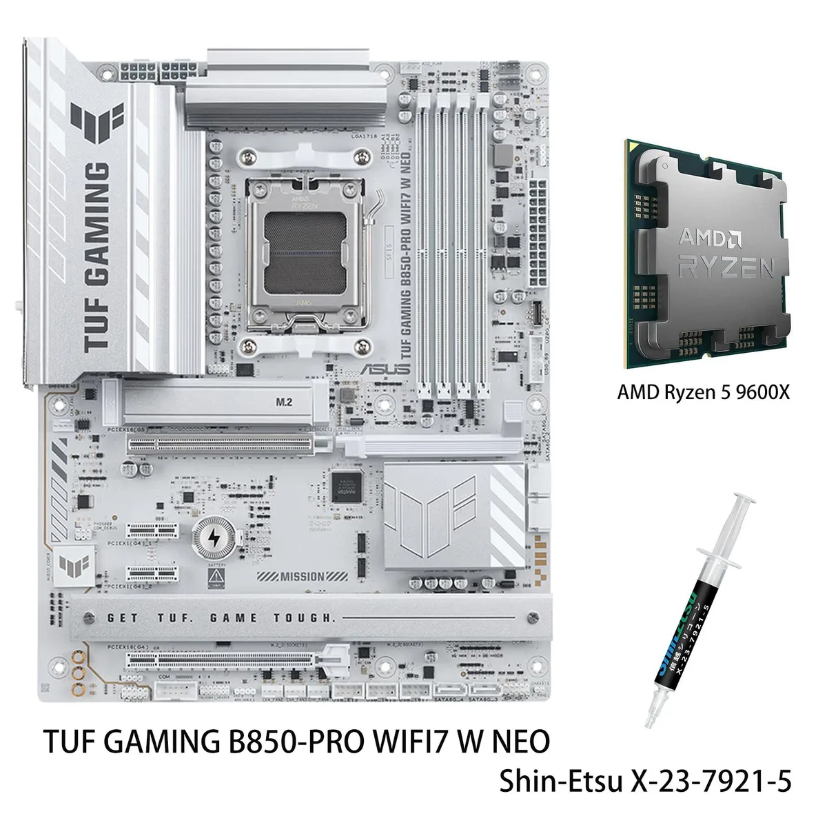 ASUS ASUS TUF GAMING B850-PRO WIFI7 W NEO + Ryzen 5 9600X AMD motherboard combo — product photo