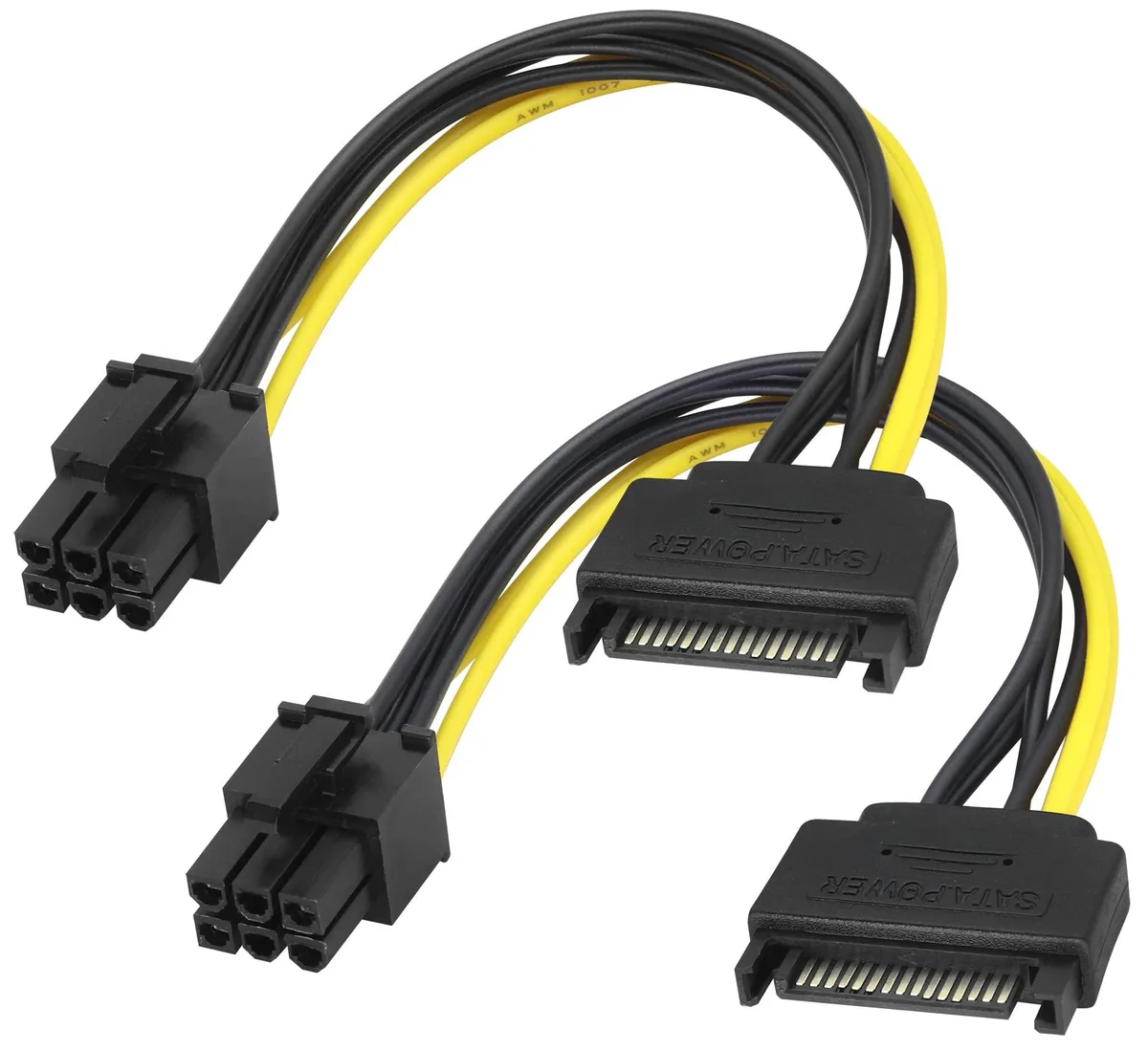 Vszerda Vszerda SATA 15Pin Male to 6Pin Male Power Cable 20cm 2Pack — product photo