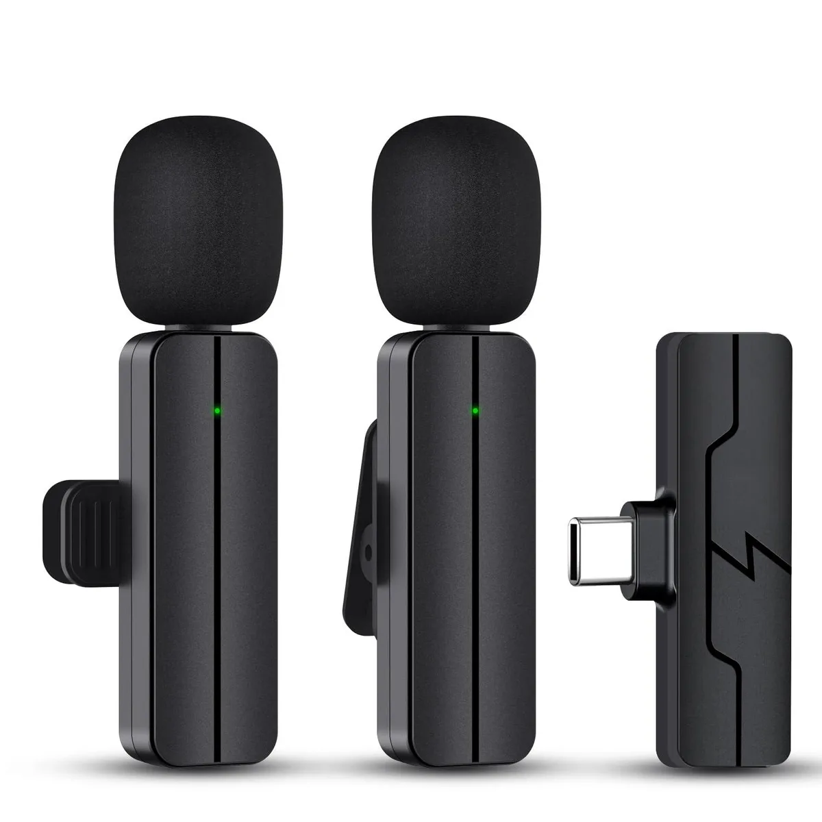  PGDLOF WM271 Wireless Lavalier Microphone Kit 2 Transmitters 1 Receiver USB-C 360° Clip — product photo
