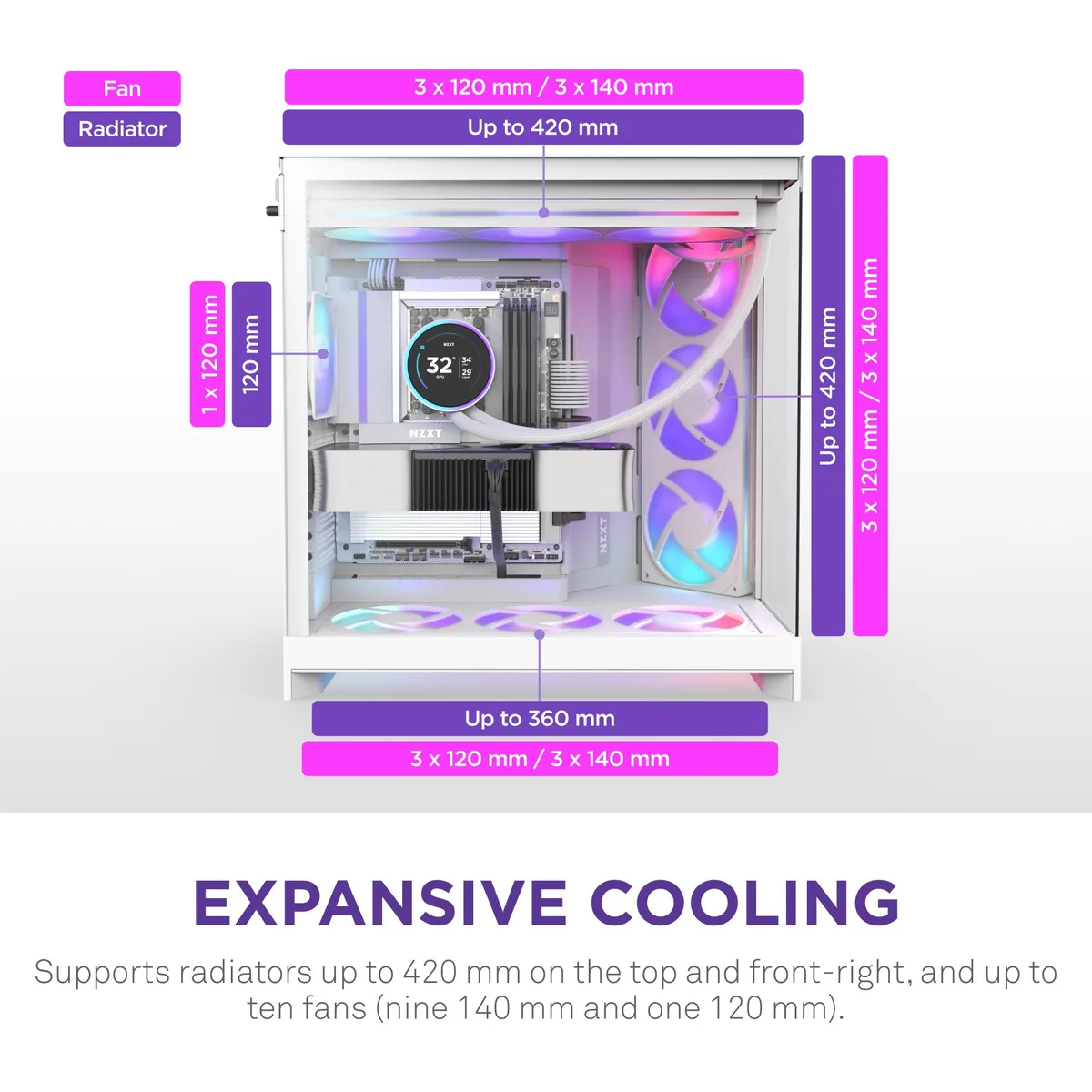 NZXT NZXT CM-H92FW-R1 White ATX Mid-Tower PC Case — product photo