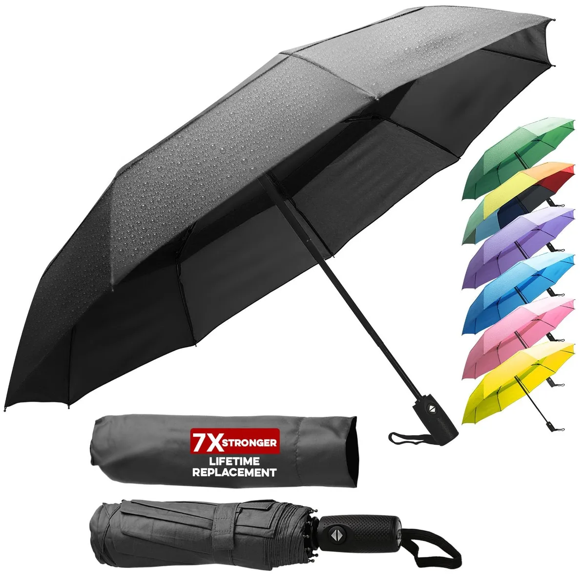  ZENO ZEFOL5358 umbrella 42" canopy 11.6" folded black — product photo