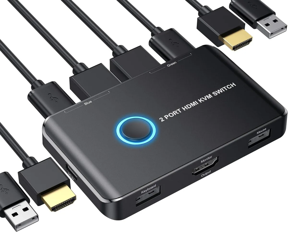 Explus-C Explus-C 2-Port HDMI KVM Switch Box ABLEWE Monitor Support 4K@60Hz with Cables — product photo