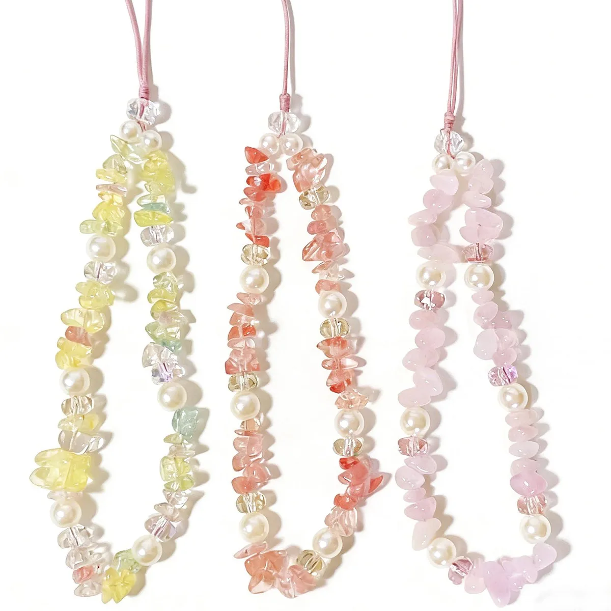  Havique 3 Pcs Crystal Beaded Phone Charm Wrist Strap Jewelry Accessories — product photo