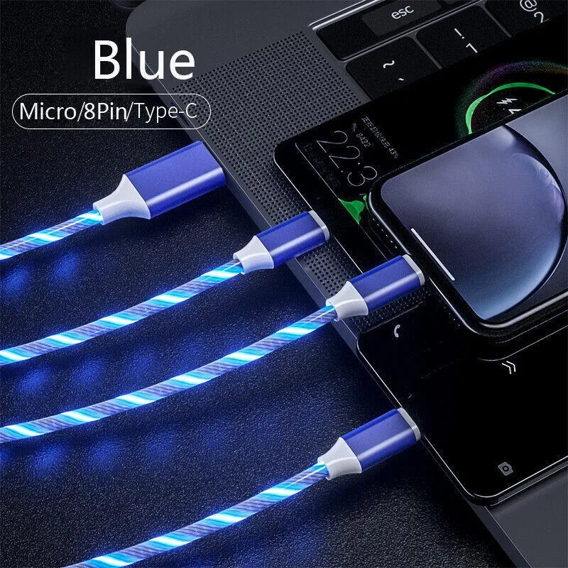 The Perfect Part The Perfect Part 3-in-1 LED Fast Charging Cable Adapter Blue — product photo