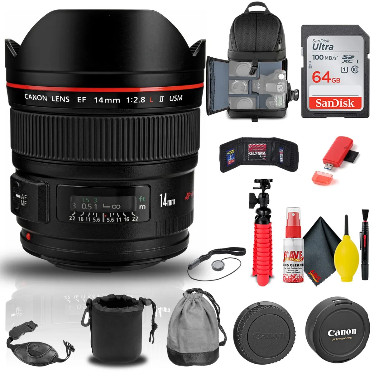 Canon Canon EF 14mm f/2.8L II USM Lens Bundle with Backpack and 64GB Card — product photo