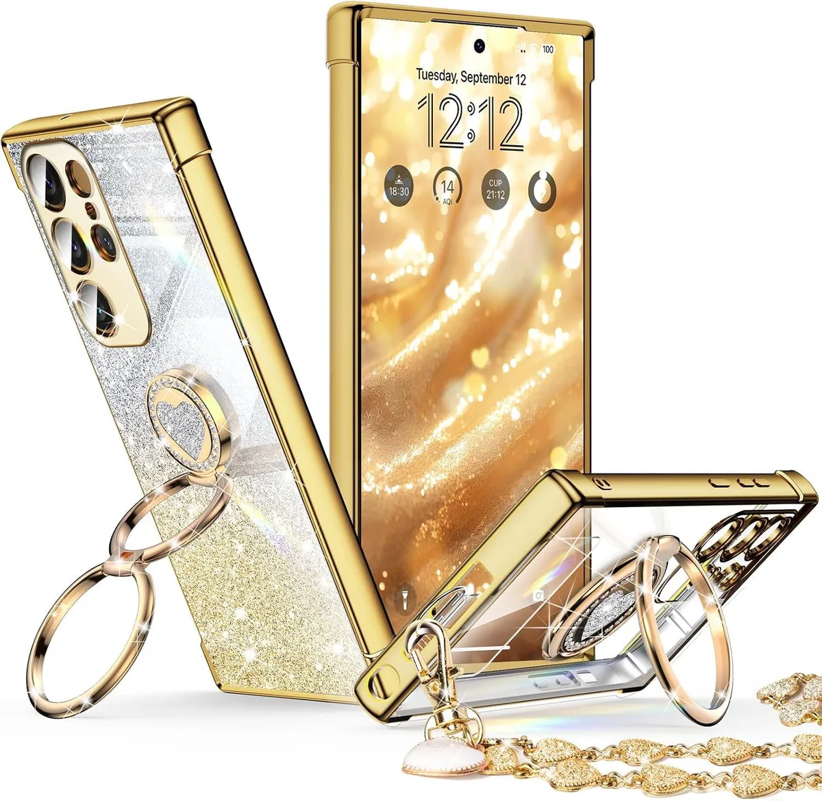 Transcend Transcend Case for Galaxy S26 Ultra Gold Double Ring Stand — product photo