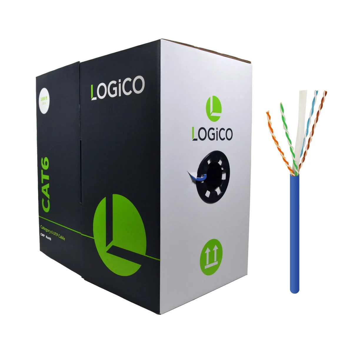 Logico Logico C6EU2703 network ethernet cable Cat6 plenum 23AWG 550MHz 1000ft — product photo