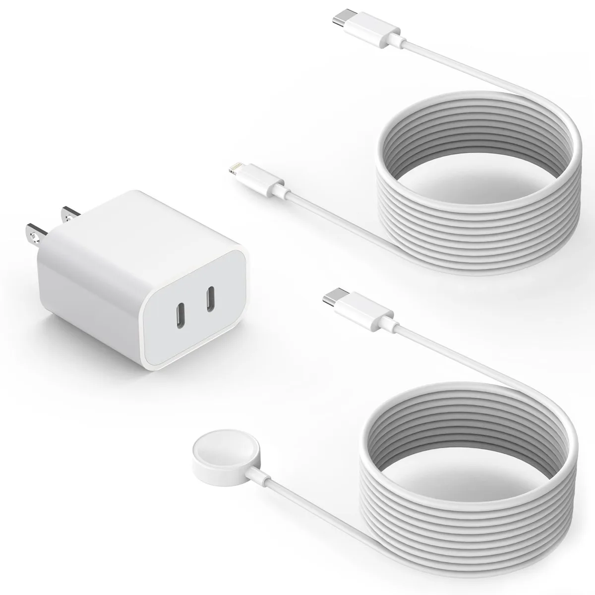  Yeptech 2-in-1 USB-C Fast Charger with 6.6FT Magnetic Watch Cable &amp; 6FT Lightning Cable — product photo
