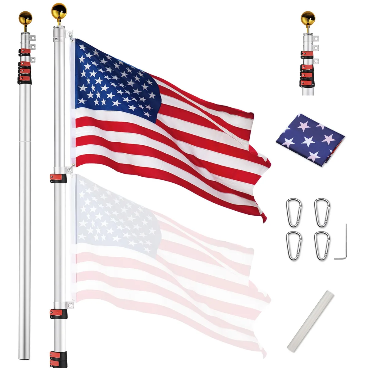 Yescom USA, Inc. Yescom USA, Inc. 22FLP002-25-F1.V4-D 25FT Telescoping Flag Pole Kit — product photo