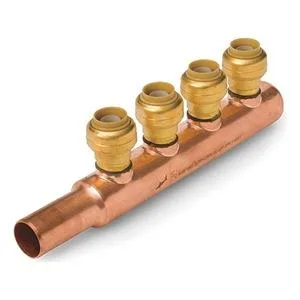 SharkBite push-fit copper manifold with four outlets