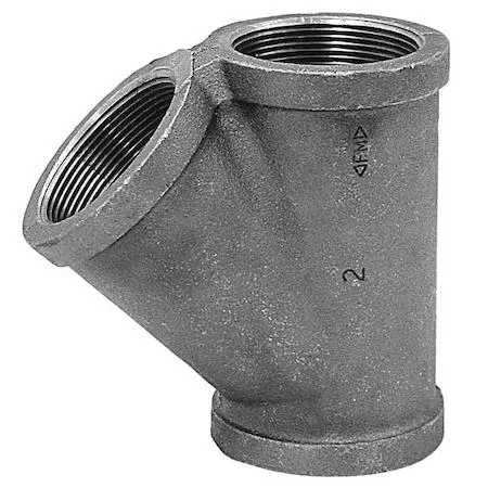 Anvil 1/2 inch malleable iron wye fitting, threaded ends, dark metal finish