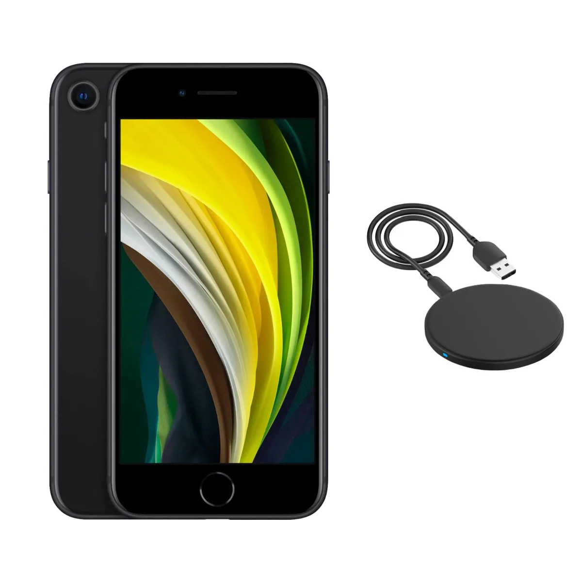 Apple Apple iPhone SE (2nd Gen) A2275 64GB Black w/ Wireless Charger cell phones - unlocked — product photo