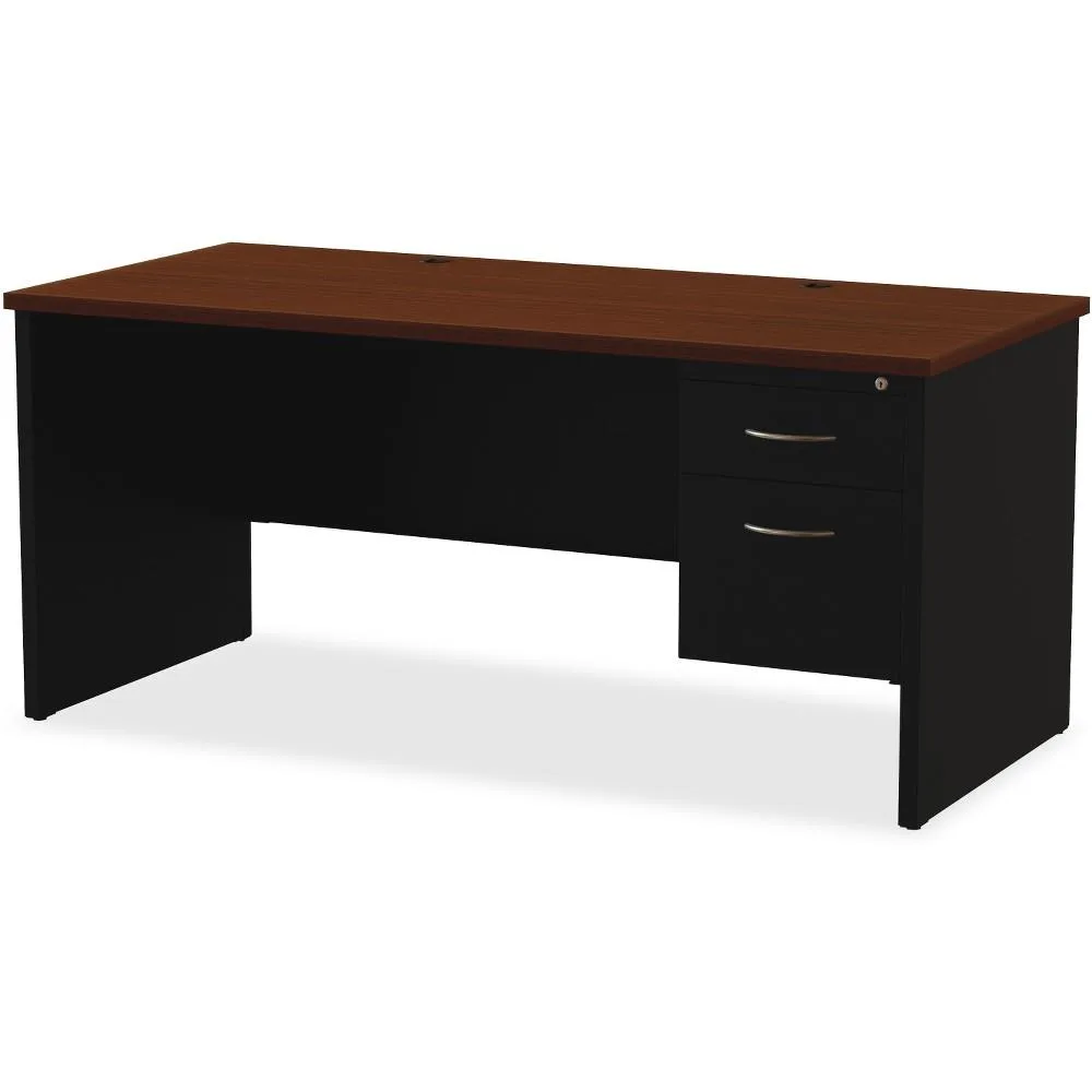 Lorell Lorell 79145 Right Pedestal Desk 30x66 Walnut/Black — product photo