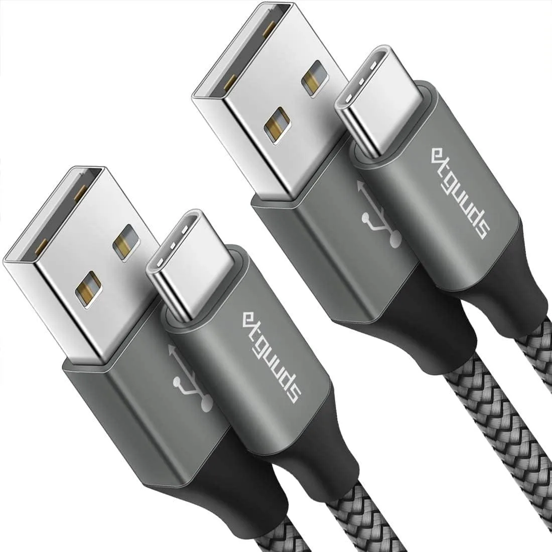Elestur Elestur USB-A to USB-C cable 2ft 2-pack gray — product photo