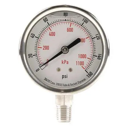 Value Brand Value Brand Commercial Pressure Gauge 0-160 psi 2 1/2 in Dial 1/4 in NPT — product photo