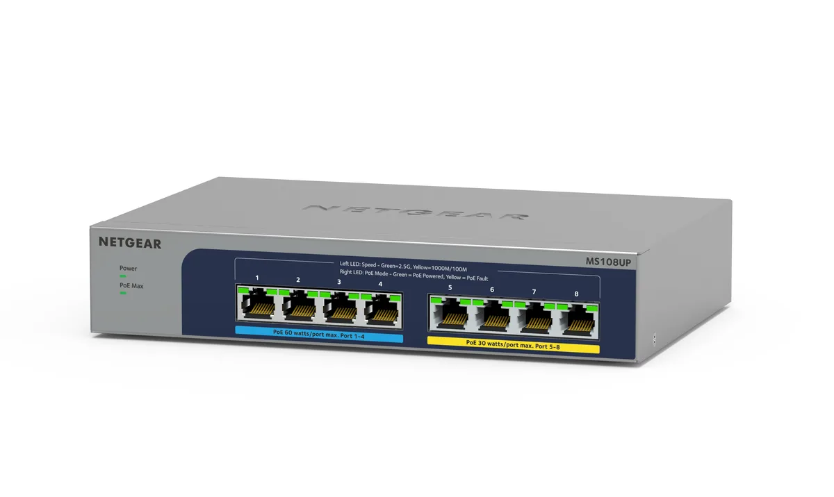 Netgear Inc. Netgear Inc. MS108UP-100NAS 8-port 2.5G PoE++ network switch 230W — product photo