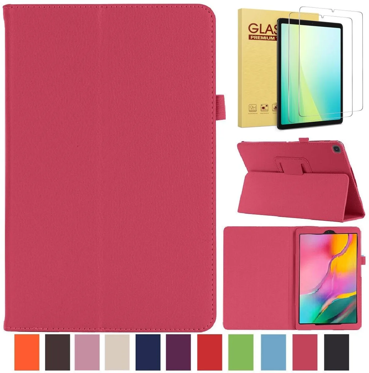 anicestore anicestore Galaxy Tab A11 / A9 8.7" Folio Case Pink with 2 Tempered Glass — product photo