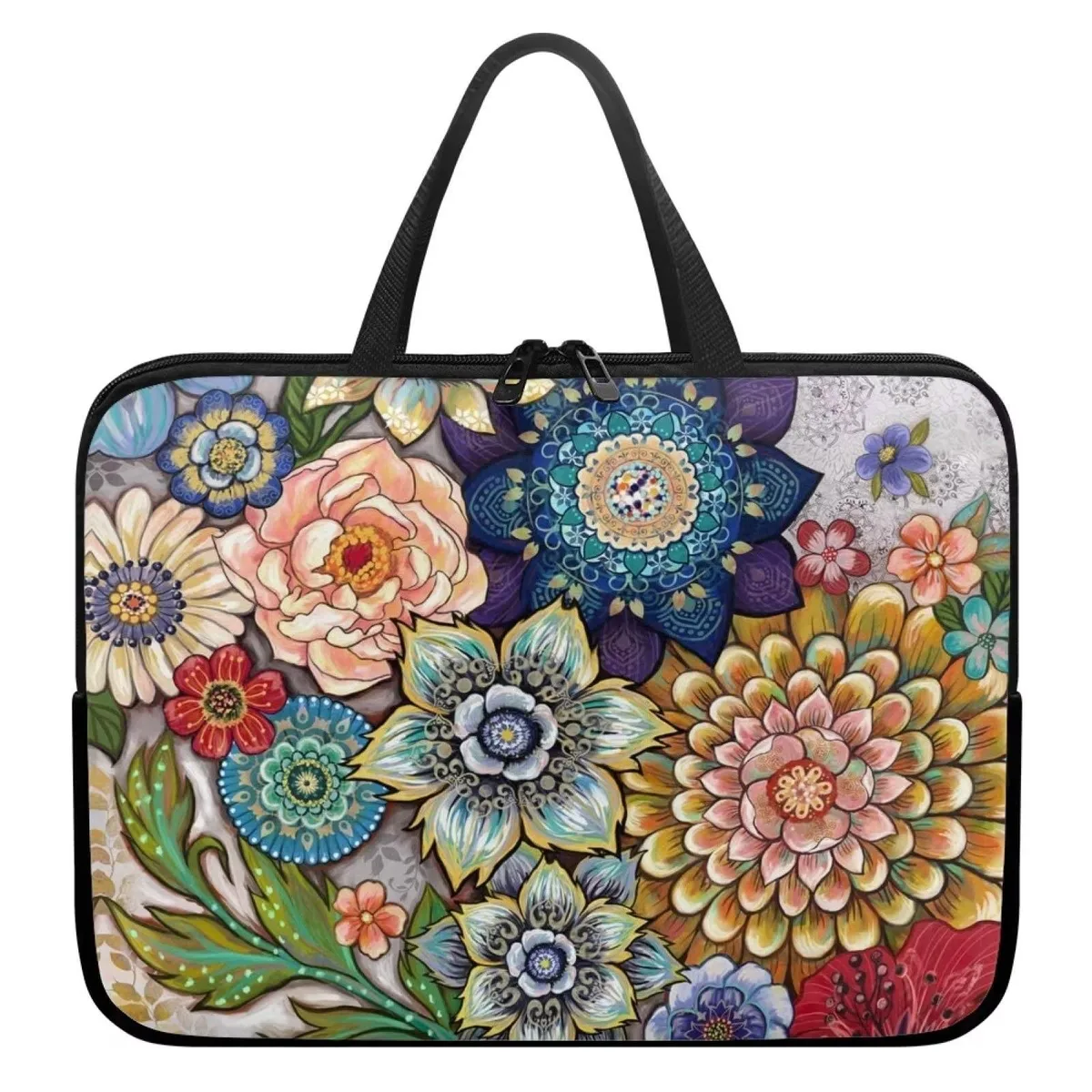 Bipra Bipra 15 Inch Boho Flowers Laptop Sleeve 2 in 1 Accessory — product photo