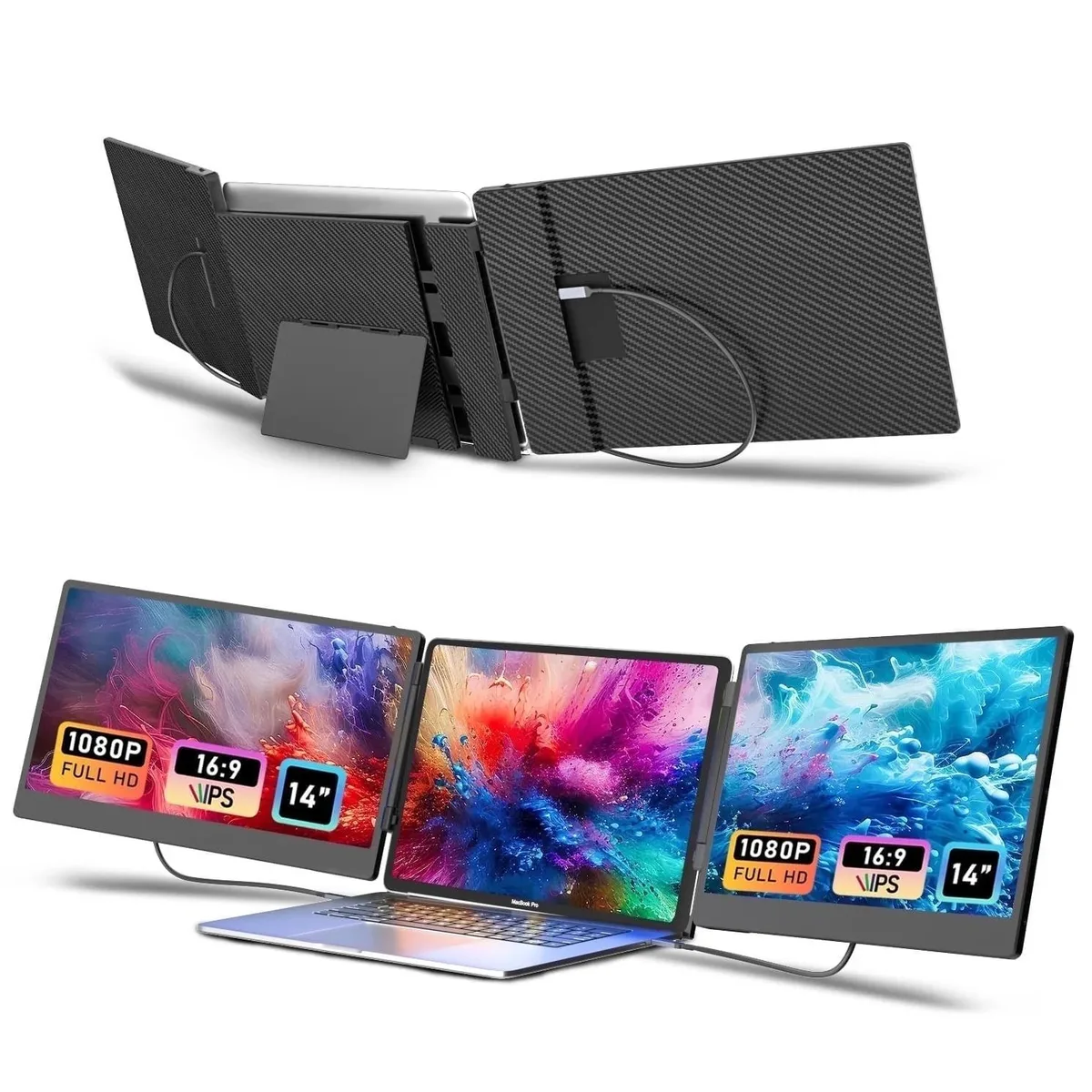 Laptomo Laptomo 14" Dual Portable Monitor 1920x1080 60Hz IPS Black — product photo