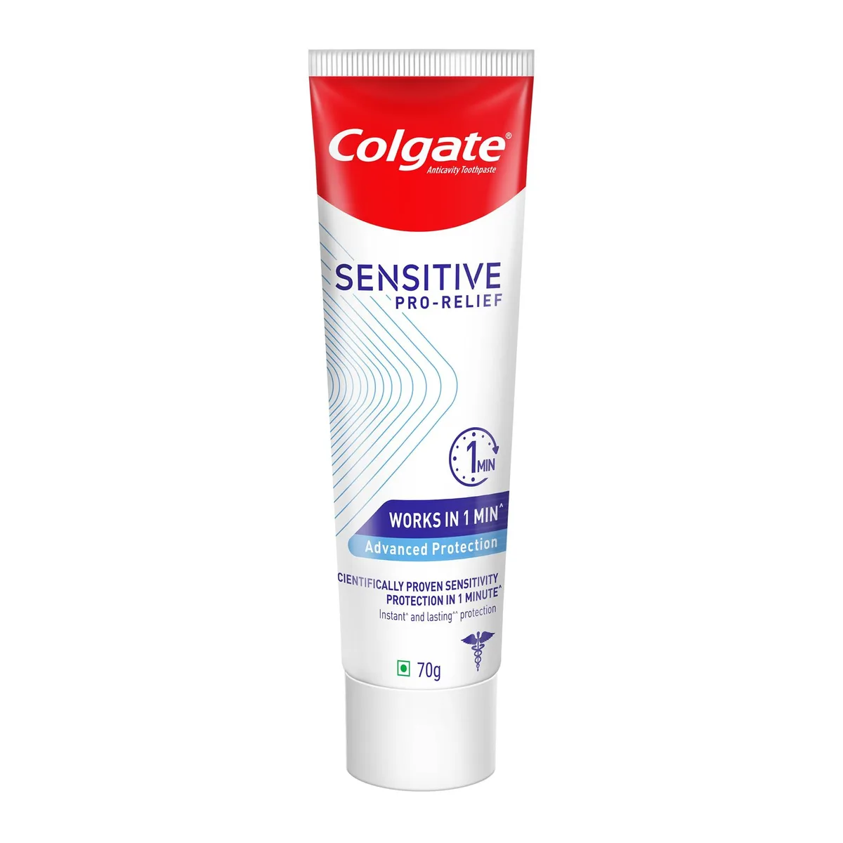White 70g Colgate Sensitive Plus toothpaste tube standing upright