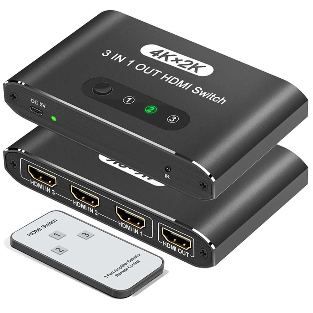 SMA SMA 3-Port HDMI Switch 4K 30Hz Aluminum Remote — product photo
