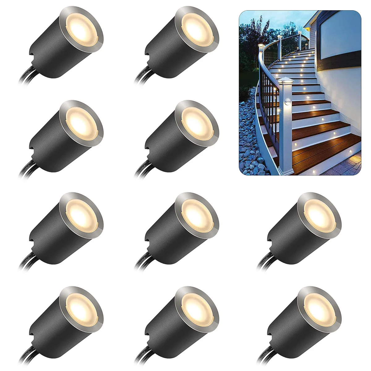 SMY Lighting SMY Lighting Recessed LED Deck Light Kit 10 Pack f32mm IP67 12V Black — product photo