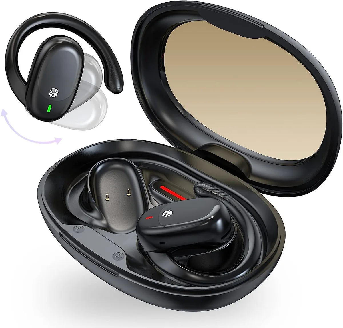 AUTYUE AUTYUE Open Ear Earbuds Bluetooth 5.3 130° Adjustable Earhooks 300 mAh Case 40H Playtime Black — product photo
