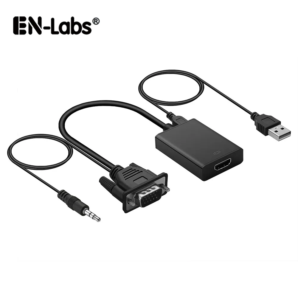 EN-Labs EN-Labs VGA2HDPT VGA Male to HDMI Female Audio Video Converter with 3.5 mm Audio and Micro USB Power — product photo
