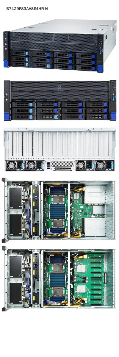 TYAN TYAN B7129F83AV8E4HR-N barebone server 4U 10 DW GPU 32 DDR4 12 bay 4800W — product photo