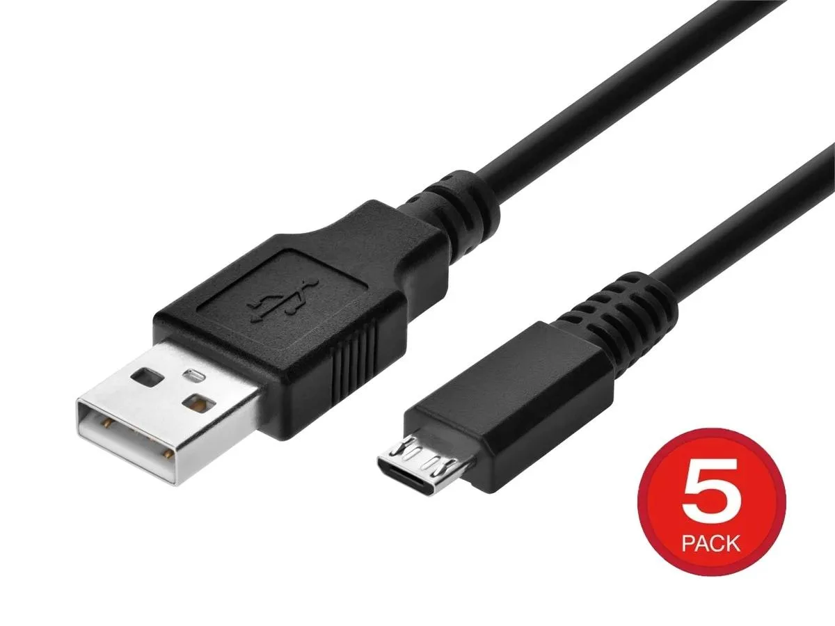 Monoprice Inc. Monoprice 139904 USB 2.0 Type-A to Micro-B Cable 3 ft 5-Pack Black — product photo