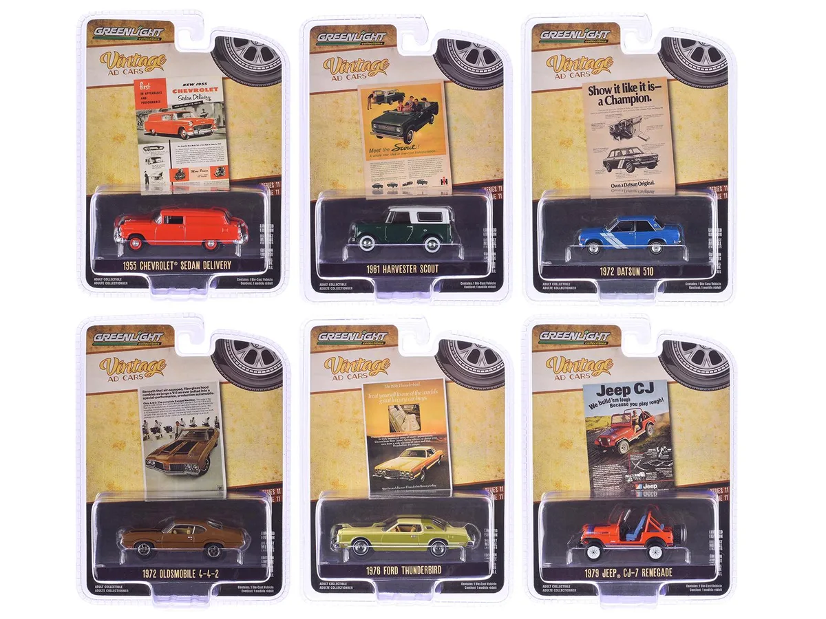 GREENLIGHT GREENLIGHT "Vintage Ad Cars" Series 11 1/64 Diecast 6-Piece Set — product photo