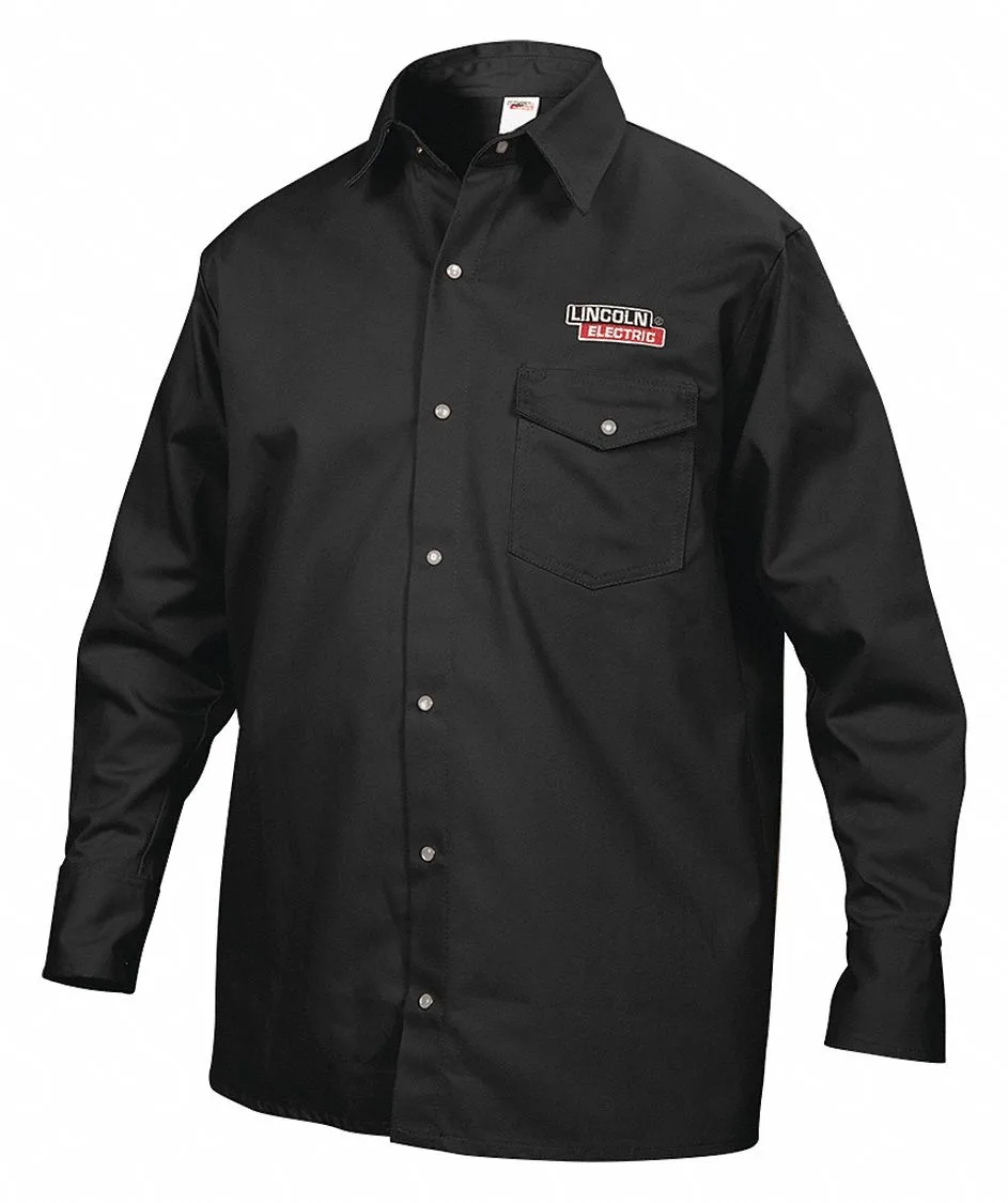 Lincoln Electric Lincoln Electric KH809L Flame-Resistant Collared Shirt, Black, Size L, 33 in Sleeve — product photo