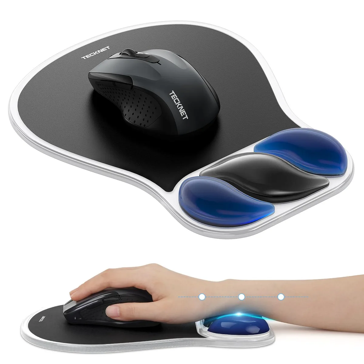  TECKNET MGM01133 Gel Mouse Pad Wrist Rest 10 x 7.9 in Black — product photo