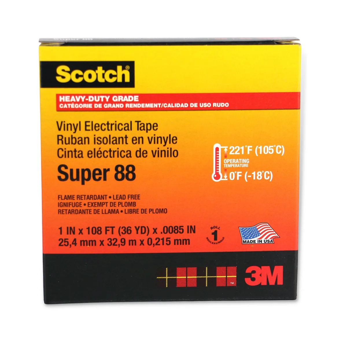 3M 3M Scotch Super 88 Heavy-Duty Electrical Tape 1 in. x 36 yds. Black — product photo