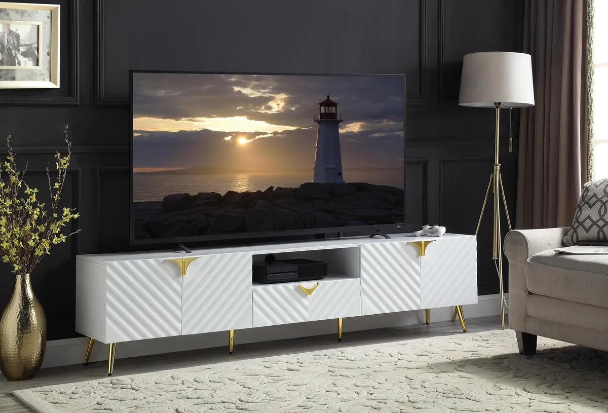 tuphen tuphen Gaines White High Gloss TV Stand 80 — product photo
