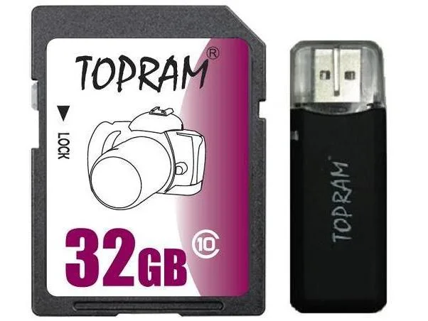 TOPRAM TOPRAM TR32GSDC10R3 32GB SDHC Class 10 UHS-1/Class 312 20MB/s read 15MB/s write + USB 2.0 reader — product photo