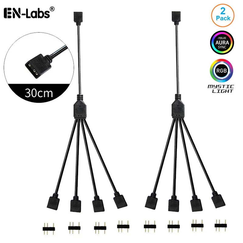 EN-Labs EN-Labs 5VRGBSPL1X4 2-pack 5V 3-pin RGB 4-way splitter 1 ft — product photo